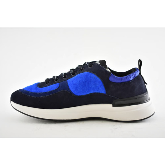 Chanel 21K Blue Suede White CC Logo Lace Up Tie Flat Runner Trainer Sneaker 39.5 - Picture 10 of 11